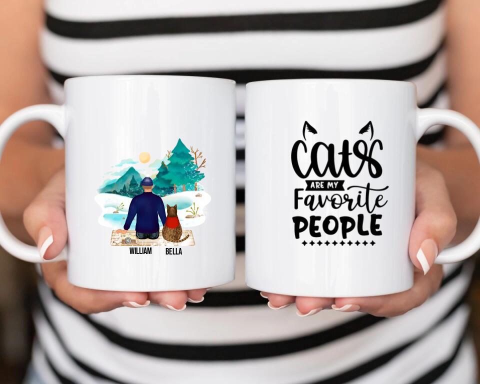 Man And European Shorthair Cat- Personalized Mug