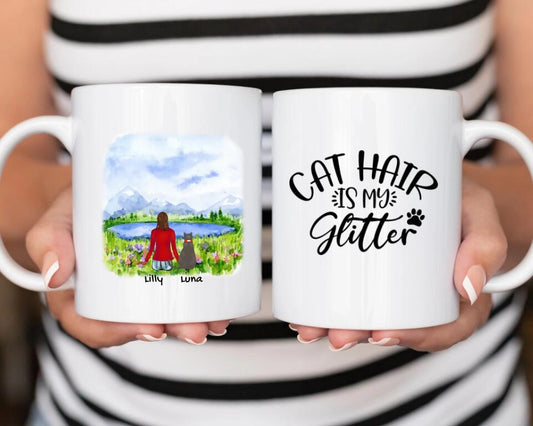 Women And Cross Breed Cat- Personalized Mug