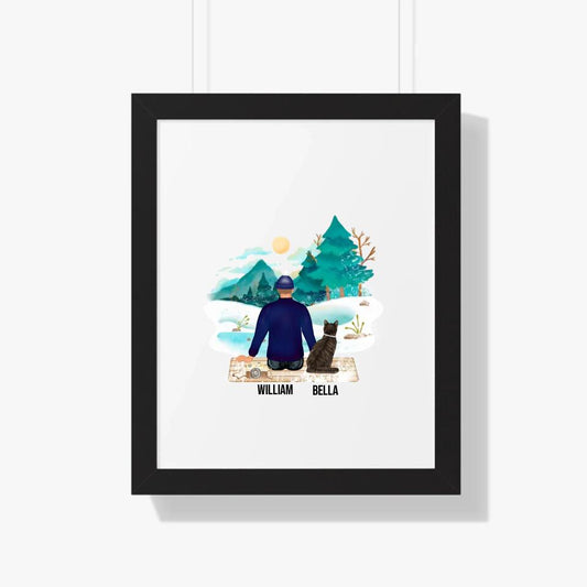 Man And Dog Personalized Framed Poster - Upload Photo & Change Text