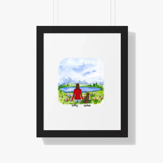 Woman And Cat Personalized Framed Poster - Upload Photo & Change Text
