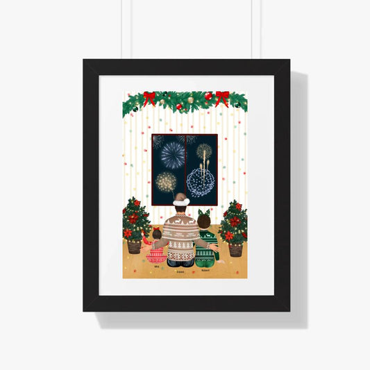 Dad And Children Personalized Framed Poster - Upload Photo & Change Text