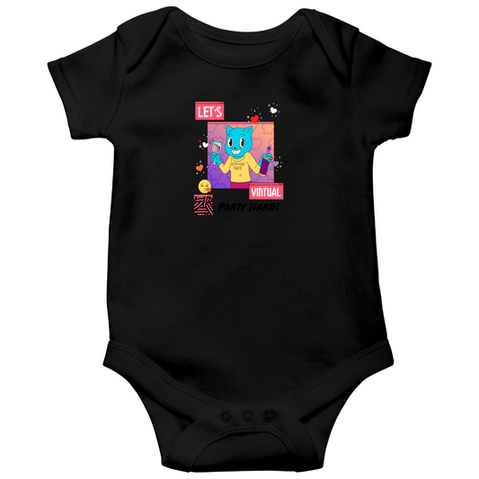 Happy Birthday Let's Virtual Party Baby Bodysuits | Black