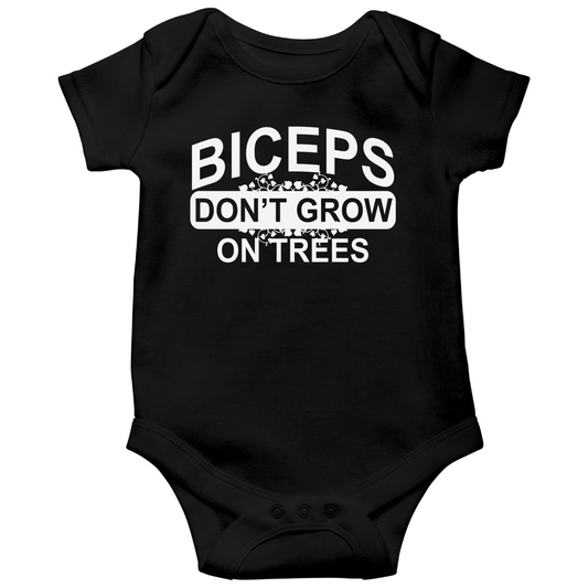 Biceps Don't Grow On Trees Baby Bodysuits | Black
