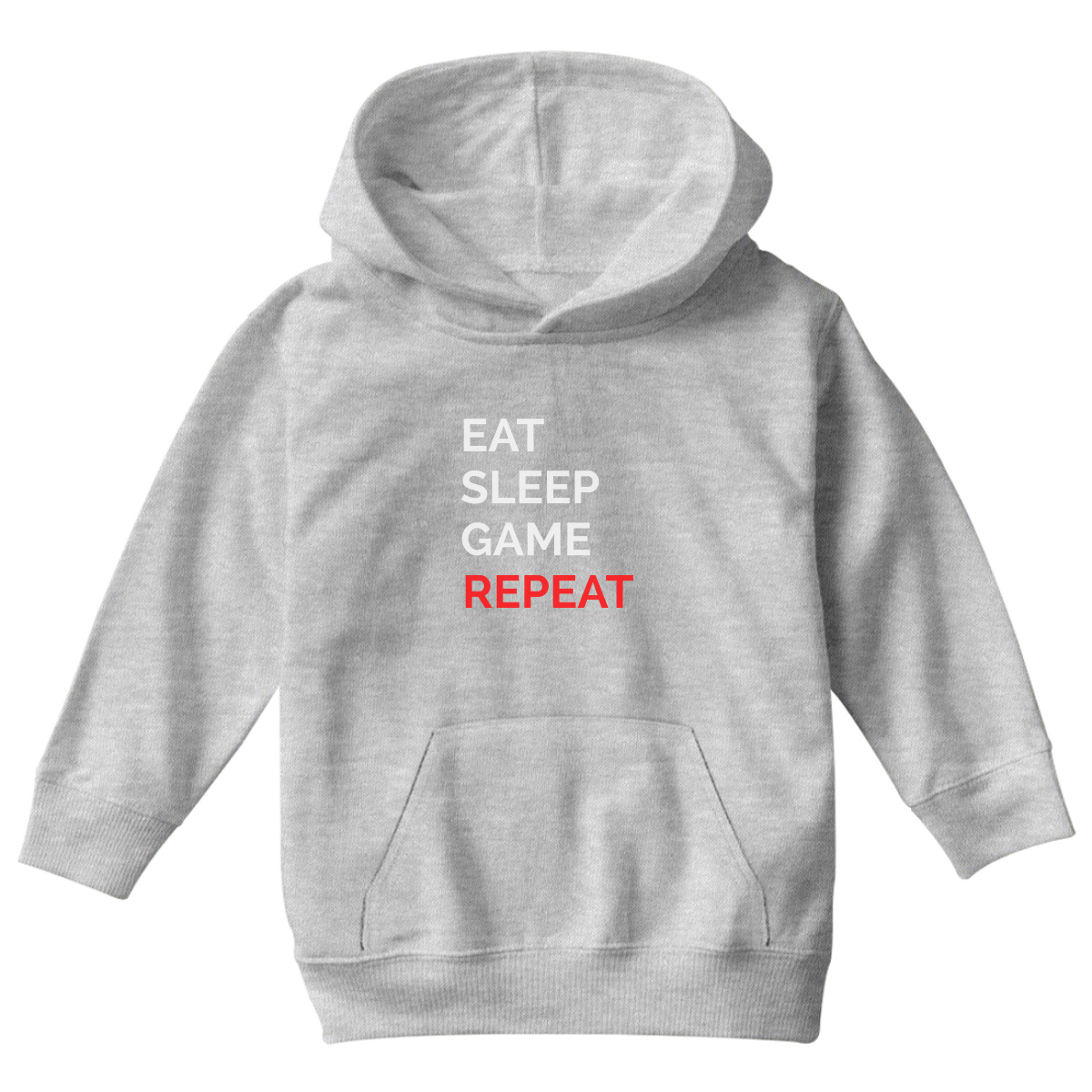 Eat Sleep Game Repeat Kids Hoodie | Gray