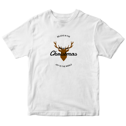 Believe in the Magic of Christmas Joy to the World Kids T-shirt | White