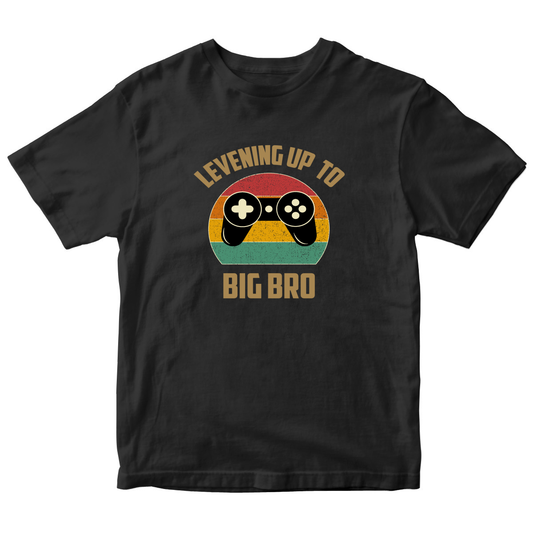 Leveling Up To Big Bro-2 Kids T-shirt | Black