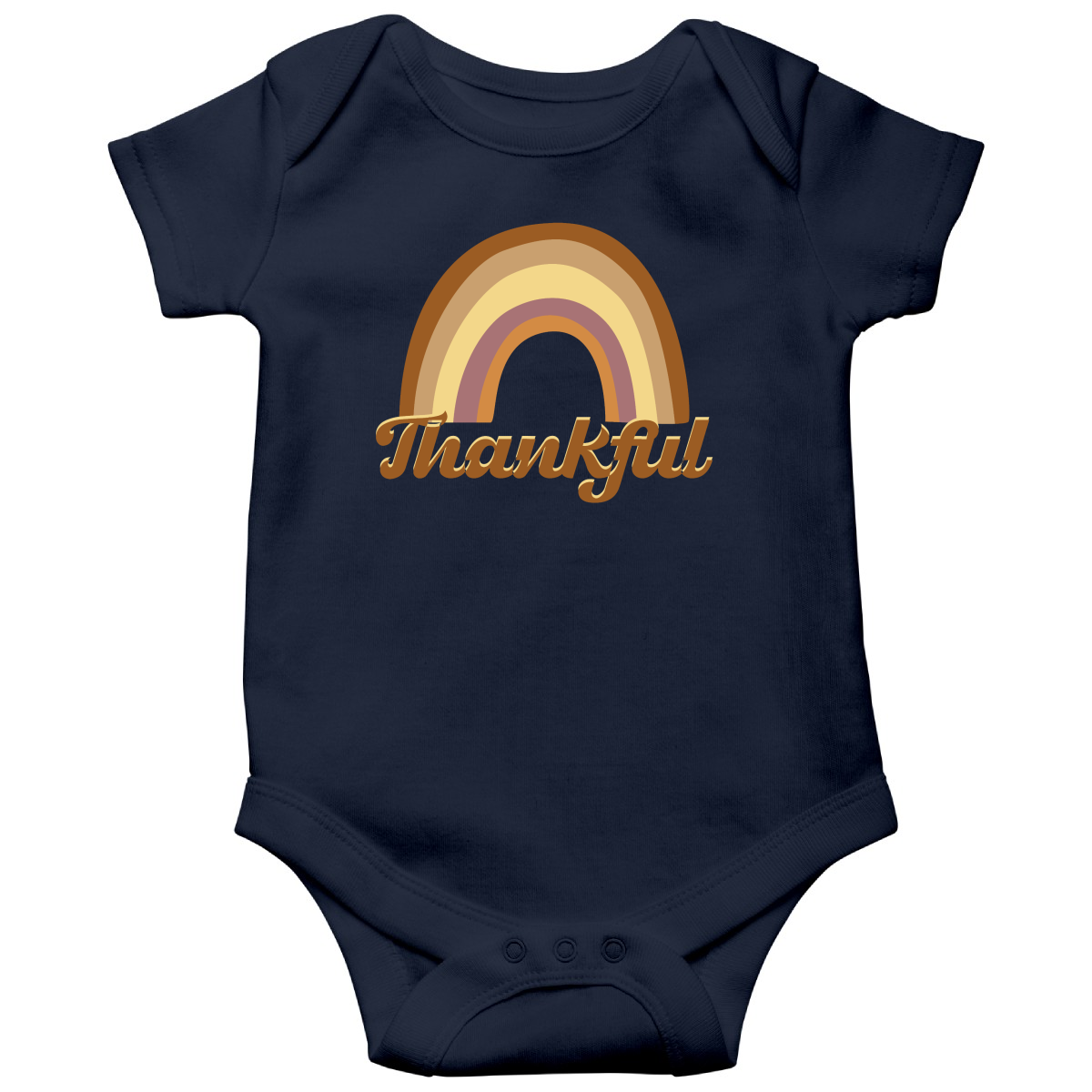Thankful Retro Rainbow Baby Bodysuits | Navy