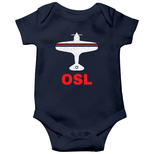 Fly Oslo OSL Airport Baby Bodysuits | Navy