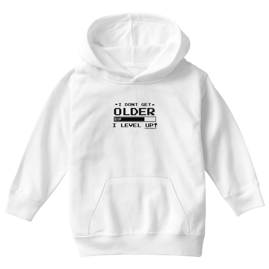 I Don't Get Older I Level Up Kids Hoodie | White