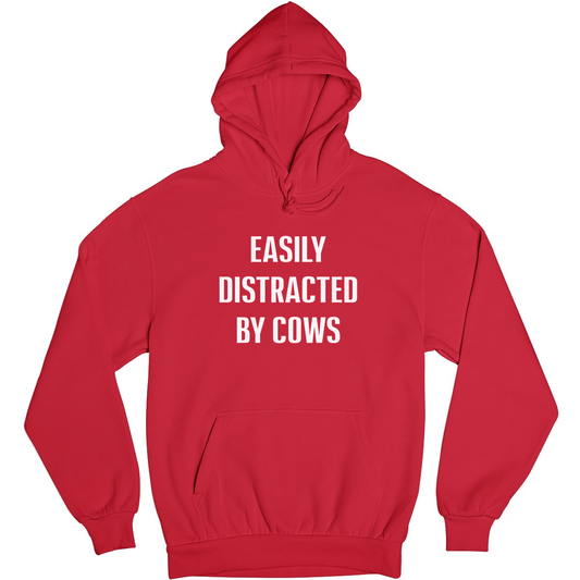 Easily Distracted By Cows Unisex Hoodie | Red