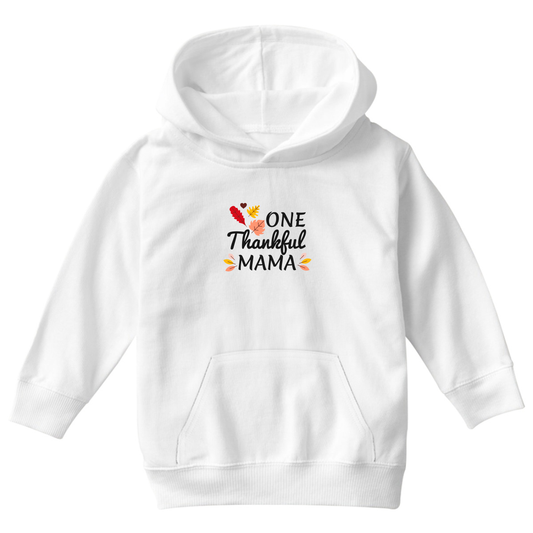 One Thankful Mama Daddy Kids Hoodie | White
