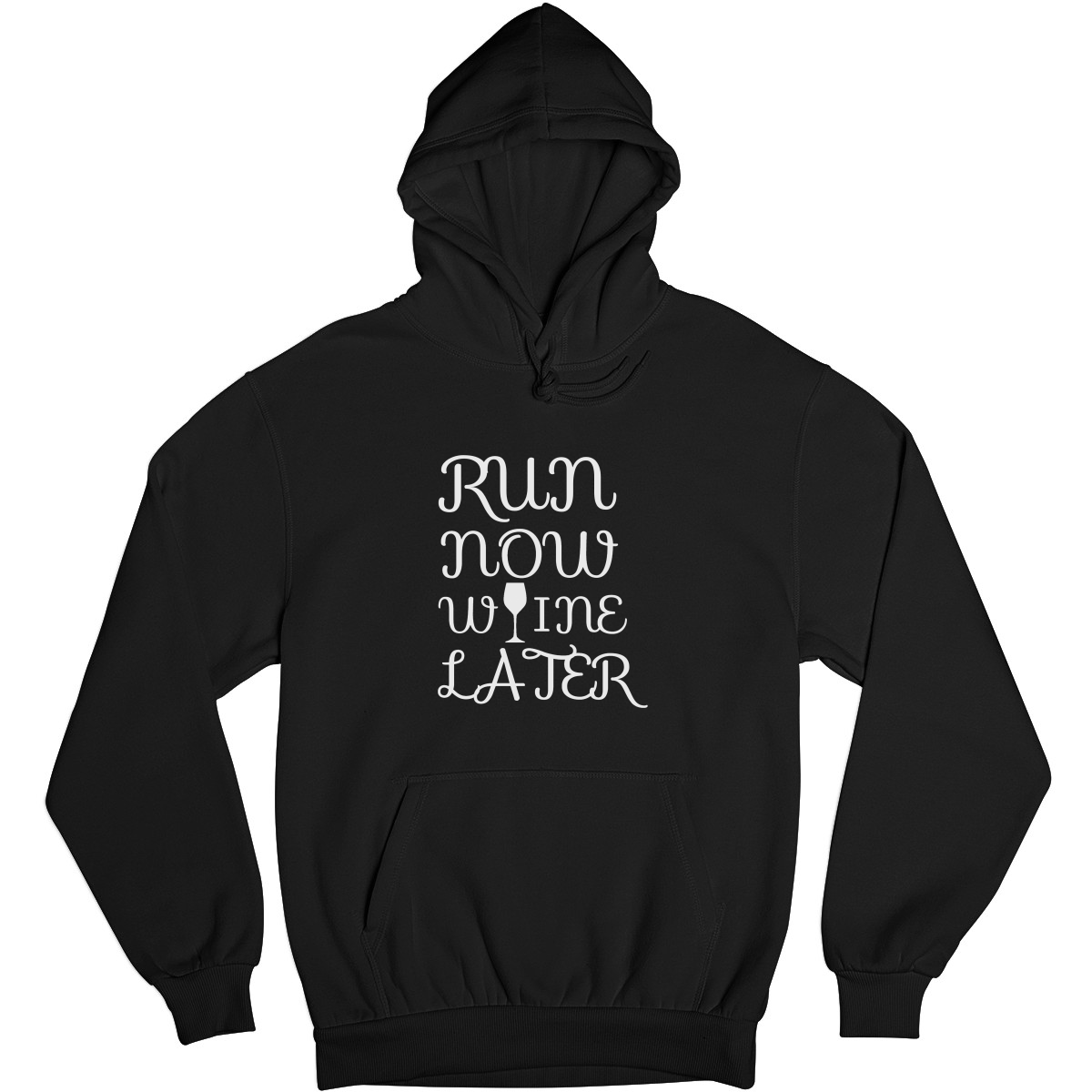 Run Now Wine Later Unisex Hoodie | Black