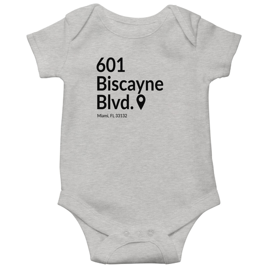 Miami Basketball Stadium Baby Bodysuits | Gray
