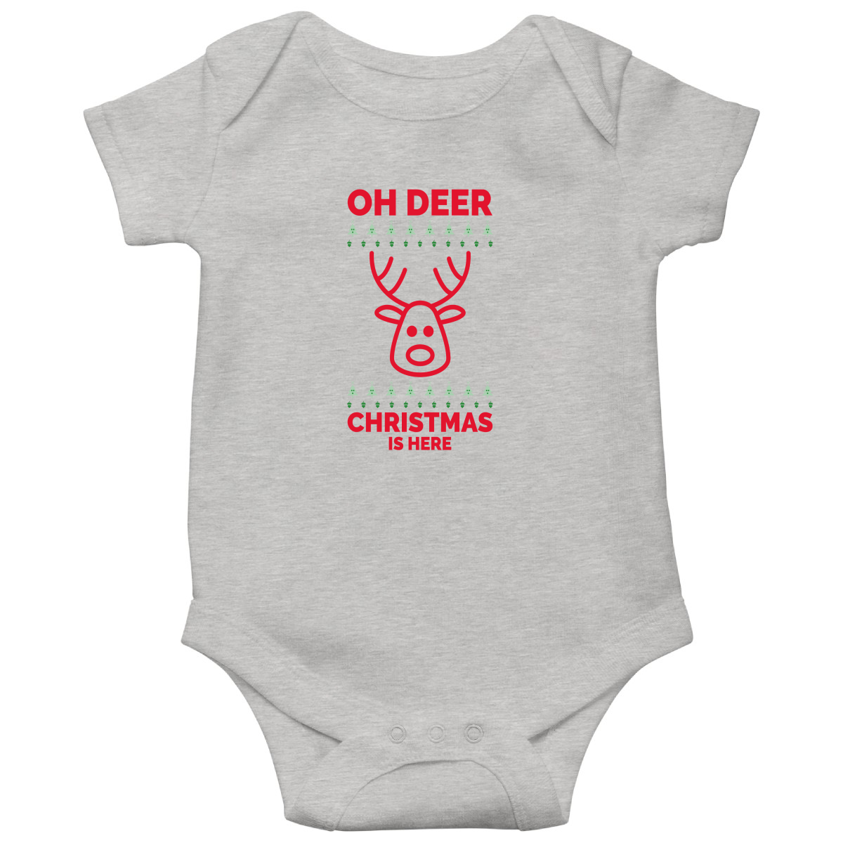Oh Deer Christmas Is Here Baby Bodysuits