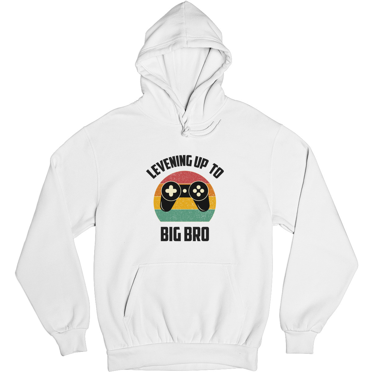 Leveling Up To Big Bro-2 Unisex Hoodie | White