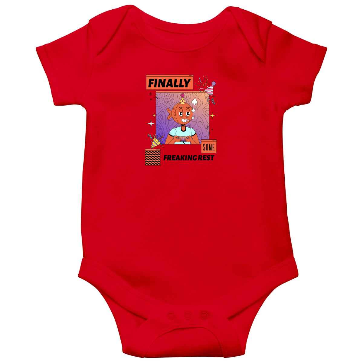Finally Som Freaking Rest Baby Bodysuits | Red