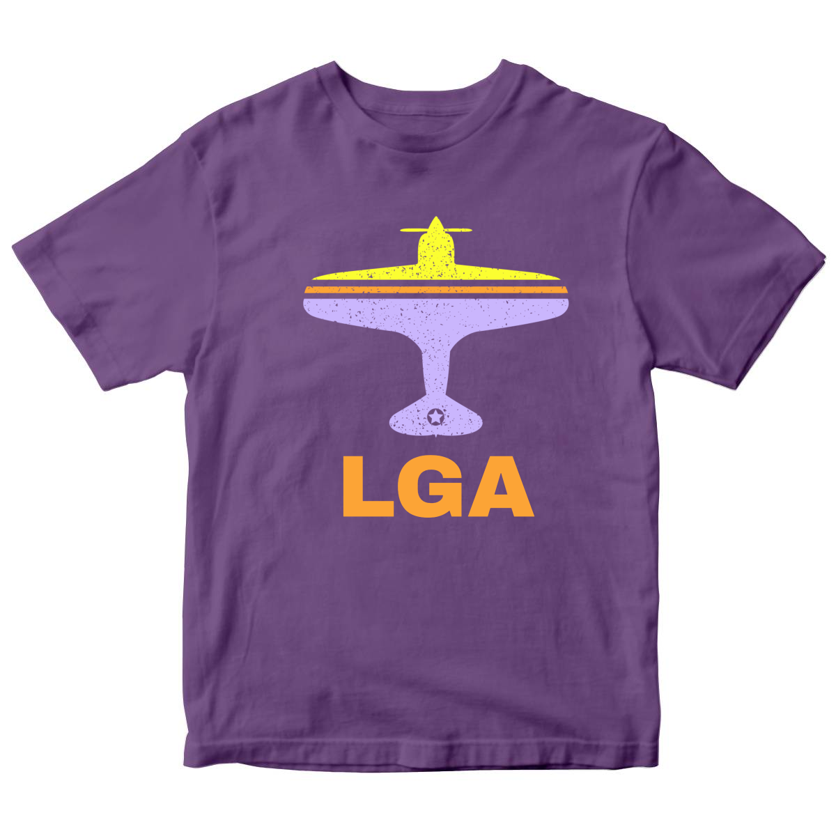 Fly New York LGA Airport Kids T-shirt | Purple