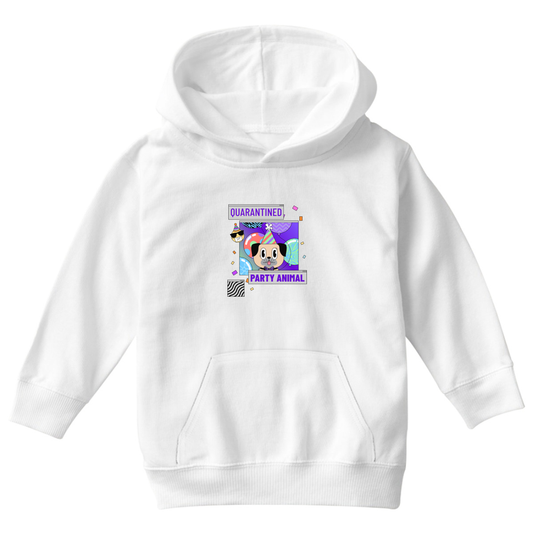 Quarantined Party Animal Kids Hoodie | White
