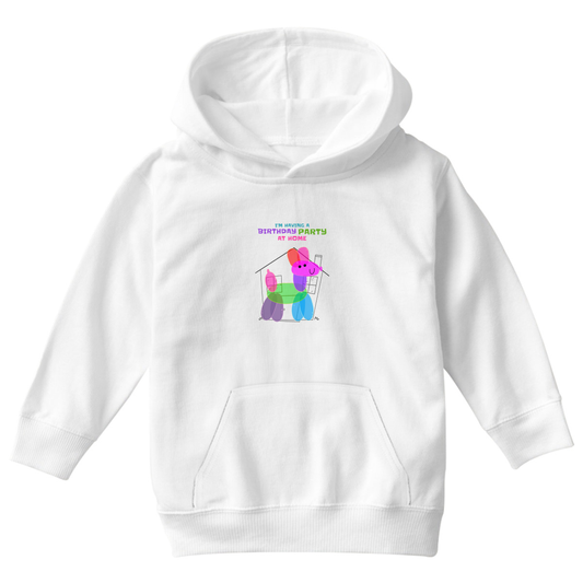 I'm having a birthday party at home Kids Hoodie | White