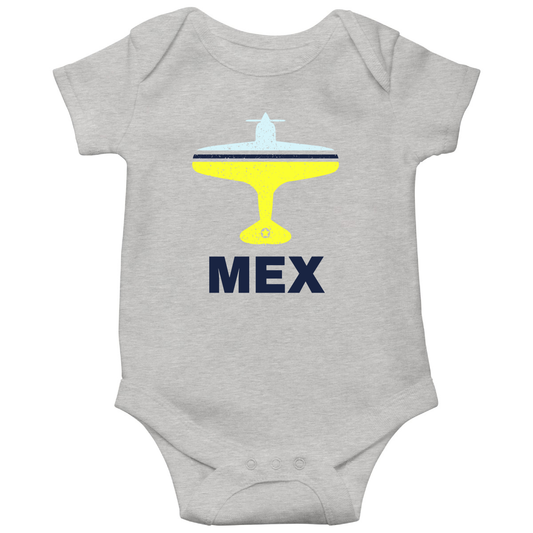 Fly Mexico City MEX Airport Baby Bodysuits | Gray
