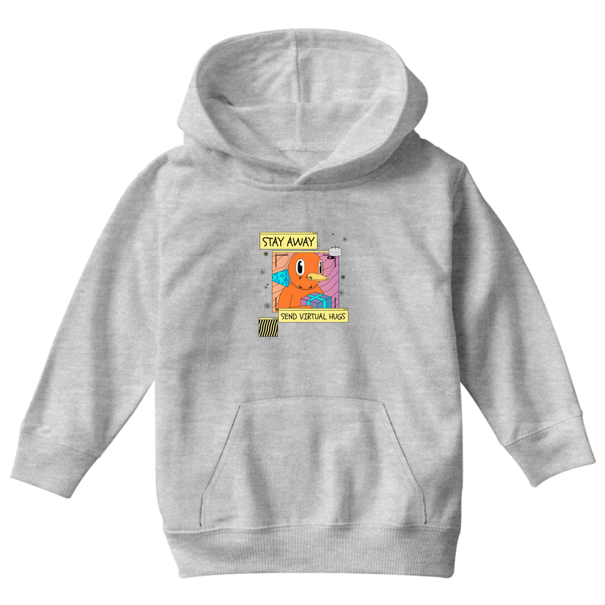 Stay Away Send Virtual Hugs Kids Hoodie | Gray