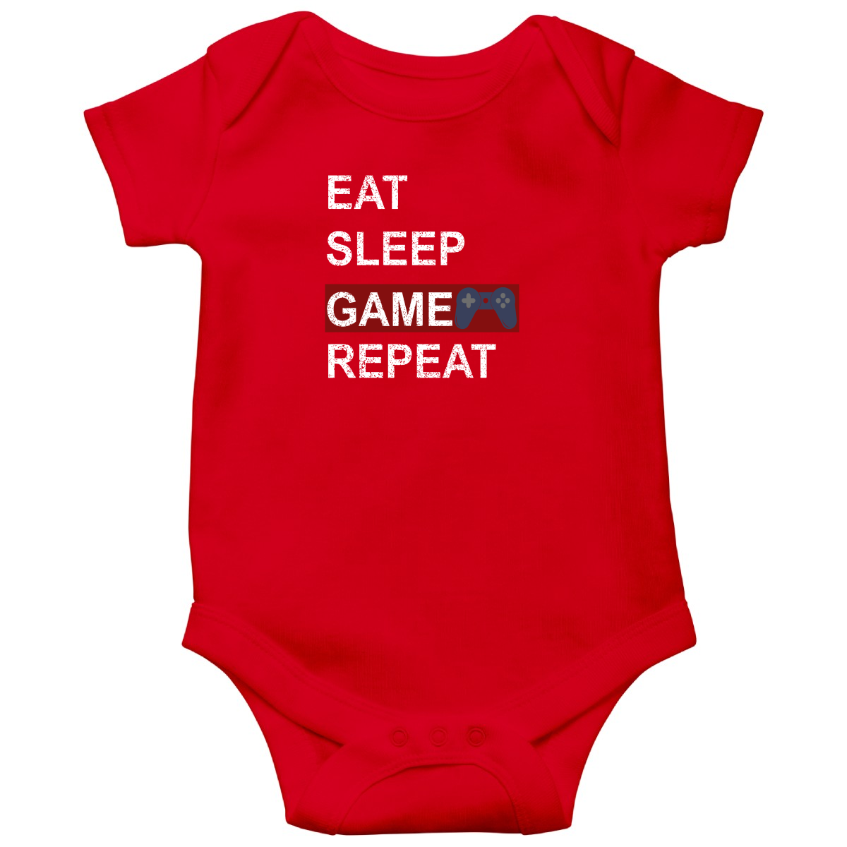 Eat Sleep Game Repeat Baby Bodysuits | Red