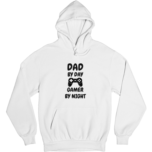 Dad By Day Gamer By Night Unisex Hoodie | White