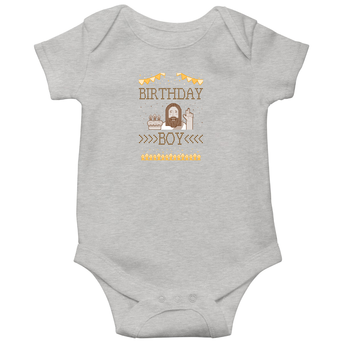 Christmas Birthday Boy Baby Bodysuits | Gray