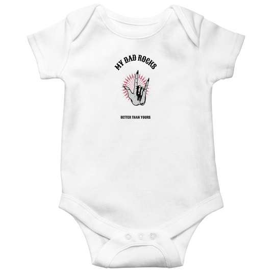 My Dad Rocks Baby Bodysuits | White