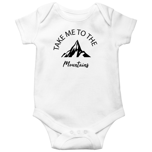 Take Me To The Mountains Baby Bodysuits | White