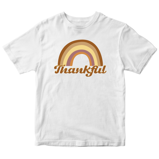 Thankful Retro Rainbow Kids T-shirt | White