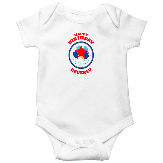 Happy Birthday Beverly Baby Bodysuits | White