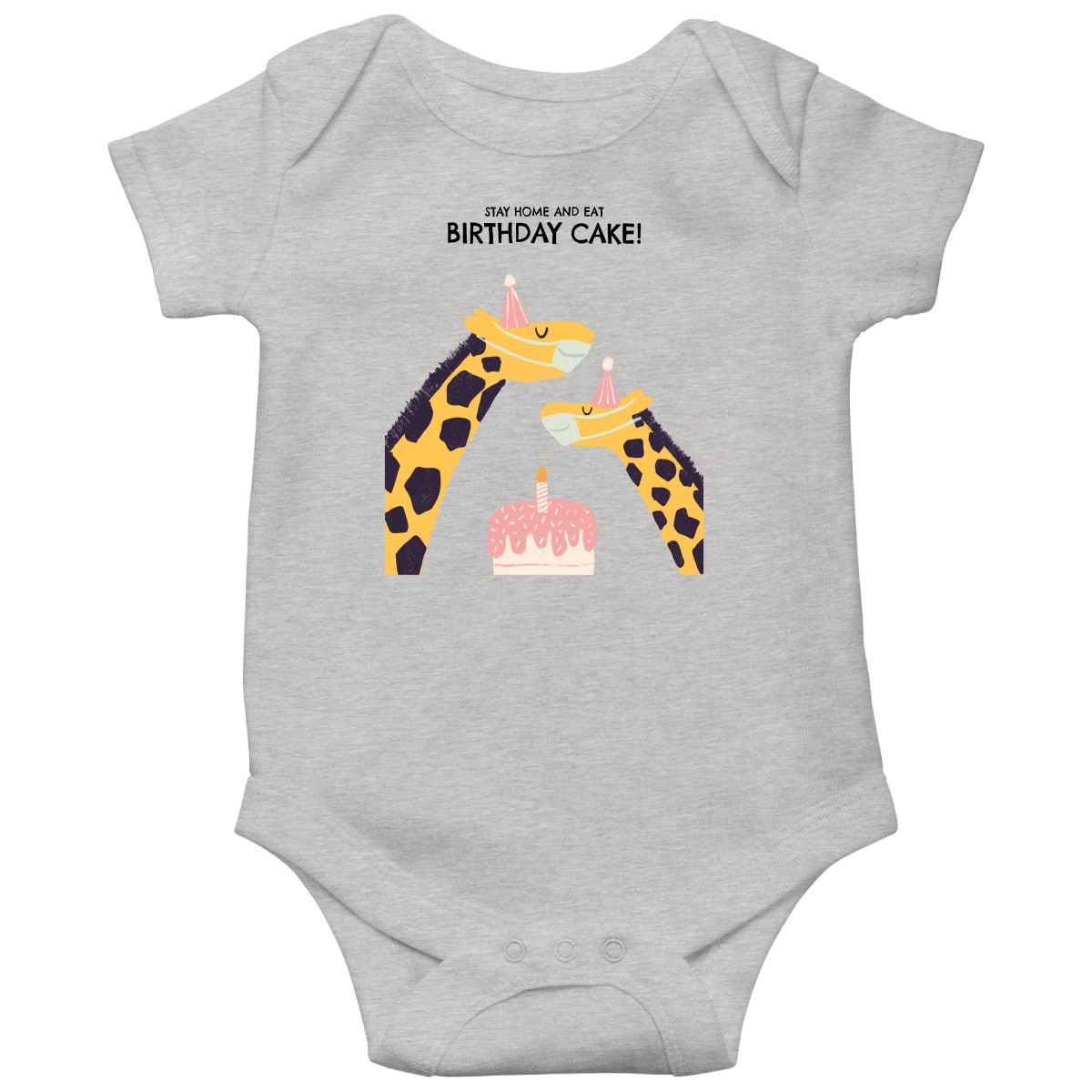 Birthday Cake Baby Bodysuits | Gray