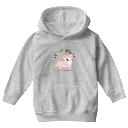 Let's Celebrate It is My Birthday Kids Hoodie | Gray