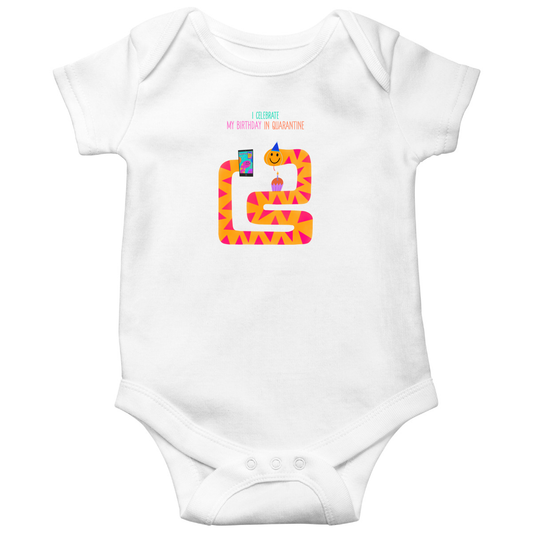 I celebrate my birthday in quarantine Baby Bodysuits | White