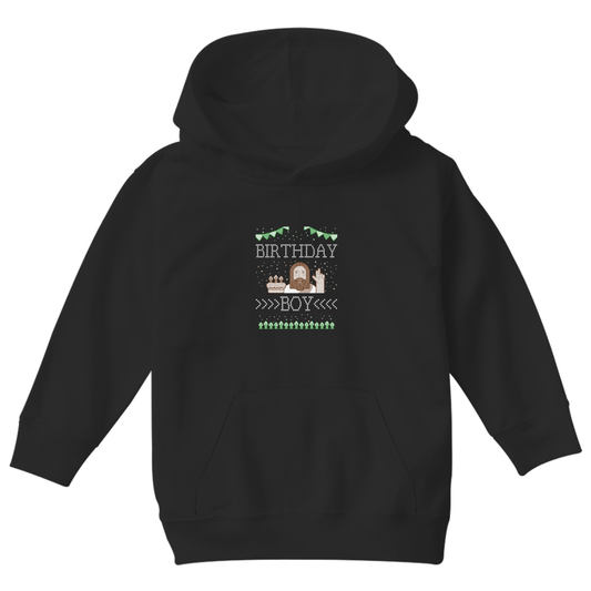 Christmas Birthday Boy Kids Hoodie | Black