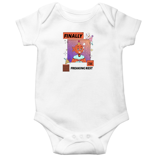 Finally Som Freaking Rest  Baby Bodysuits | White