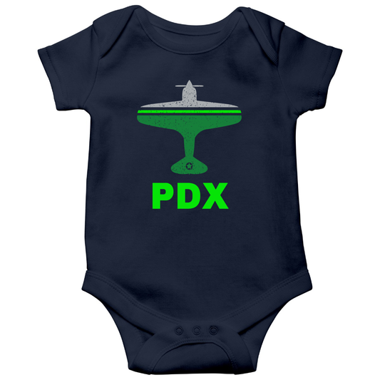 Fly Portland PDX Airport Baby Bodysuits | Navy