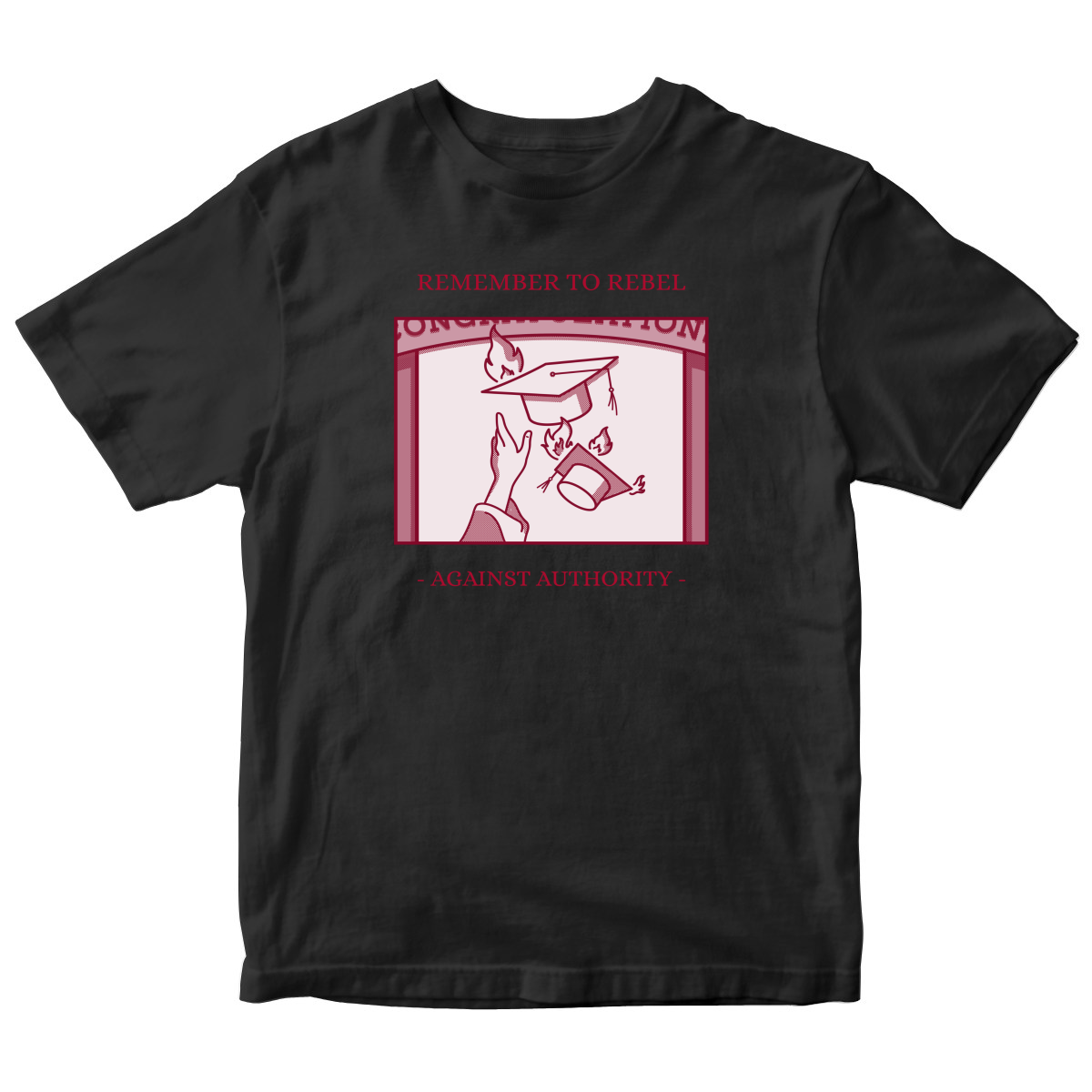 Remember To Rebel Agaist Authority Kids T-shirt | Black