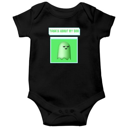 Think'n About My Boo Baby Bodysuits | Black