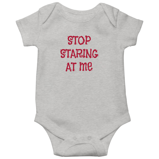 Stop Staring at Me Baby Bodysuits | Gray