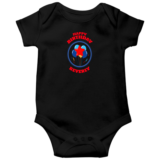 Happy Birthday Beverly Baby Bodysuits | Black