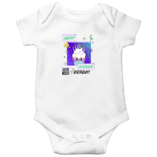 Happy Lock-down Birthday Baby Bodysuits | White