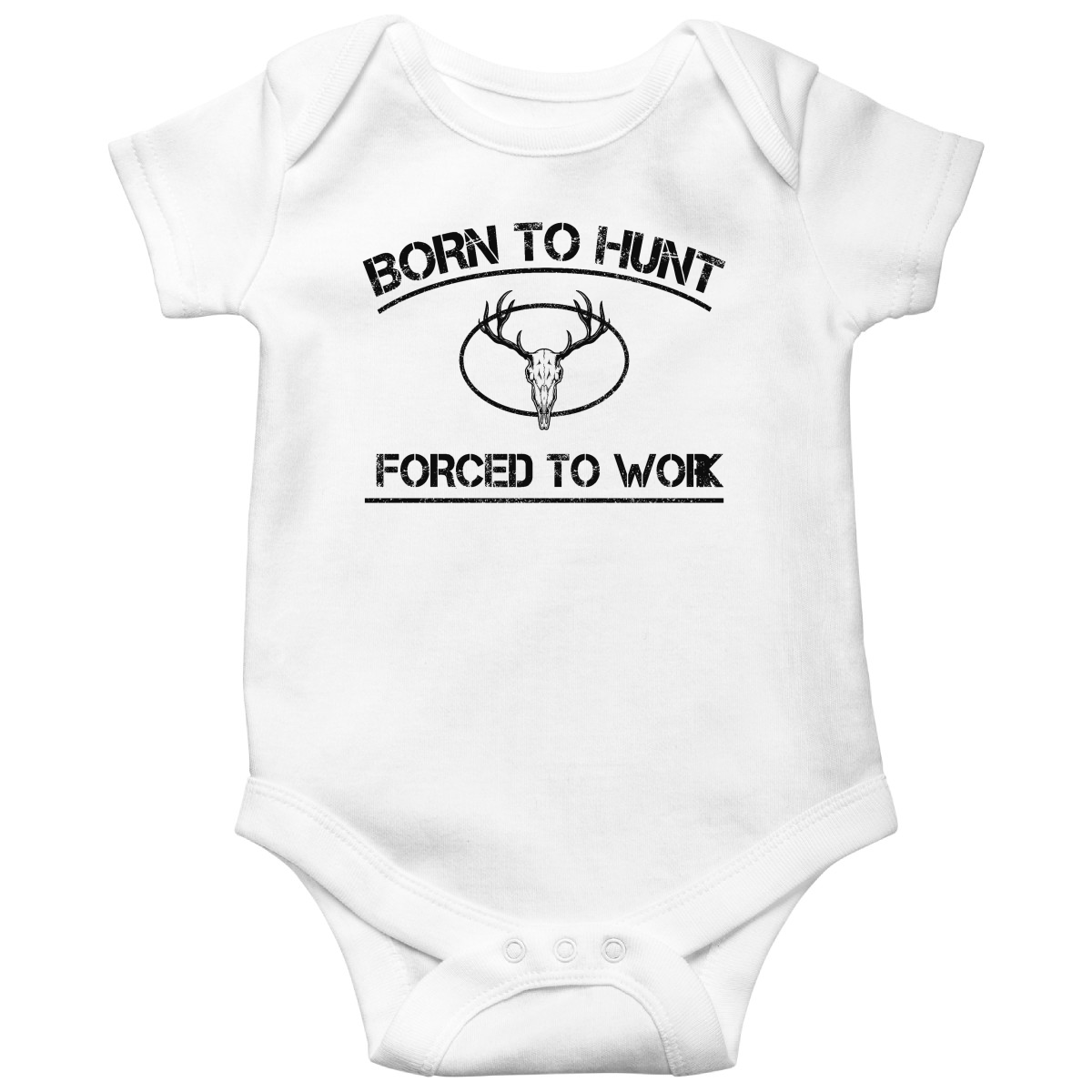 Born To Hunt Forced To Work Baby Bodysuits | White