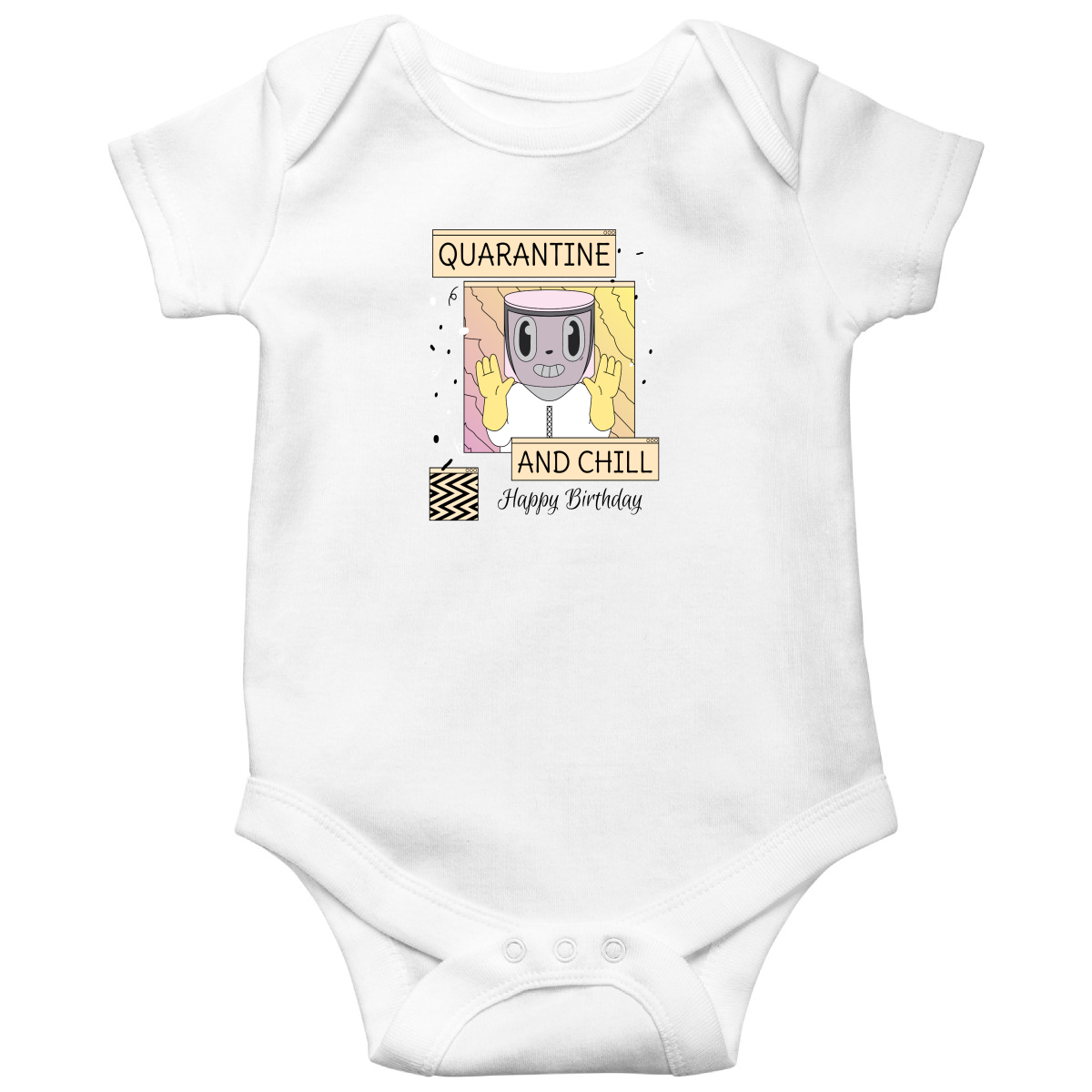 Quarantine and Chill Birthday Baby Bodysuits | White