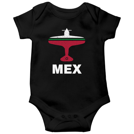 Fly Mexico City MEX Airport Baby Bodysuits | Black