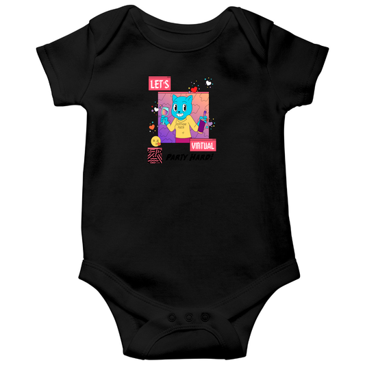 Let's Virtual Party Hard Baby Bodysuits | Black