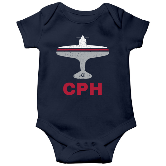 Fly Copenhagen CPH Airport Baby Bodysuits | Navy