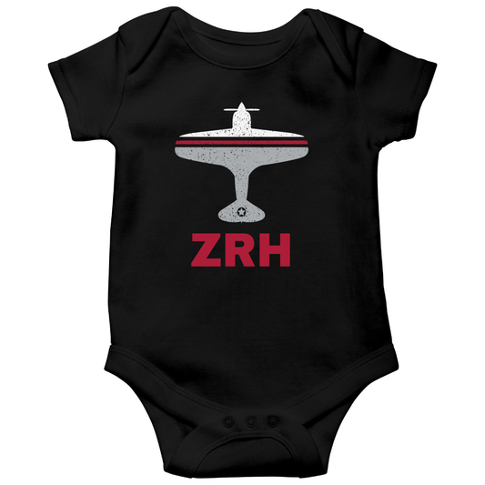 Fly Zurich ZRH Airport Baby Bodysuits | Black