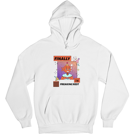 Finally Som Freaking Rest Unisex Hoodie | White